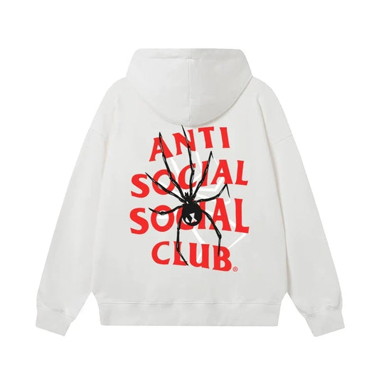 Anti Social Social Club Spider Red Logo Hoodie - White