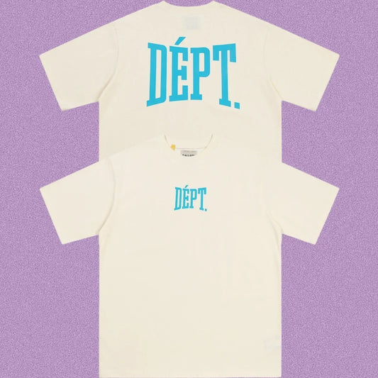 Gallery Dept. Arch Logo Short Sleeve T-Shirt - Cream/Cyan